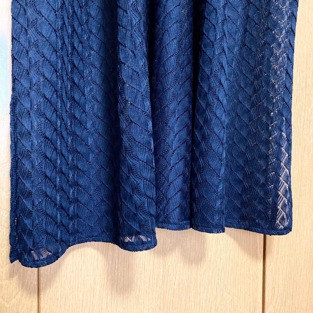 ✨未使用❣️✨chocol raffine robe透かし編み ロングジレ♪紺／Ｆ — image 4