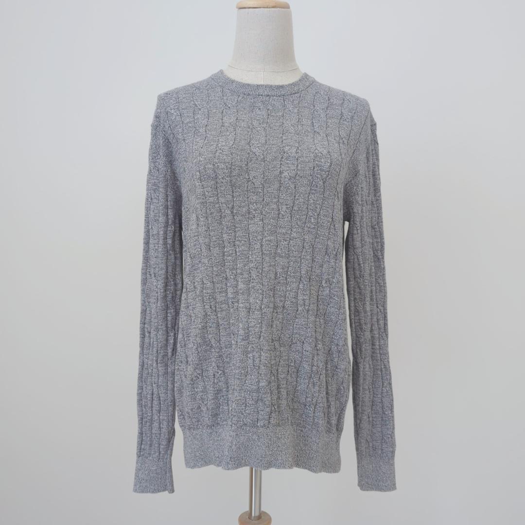 UNIQLO カシミヤ混 ケーブル編みニット セーター グレー M — image 2