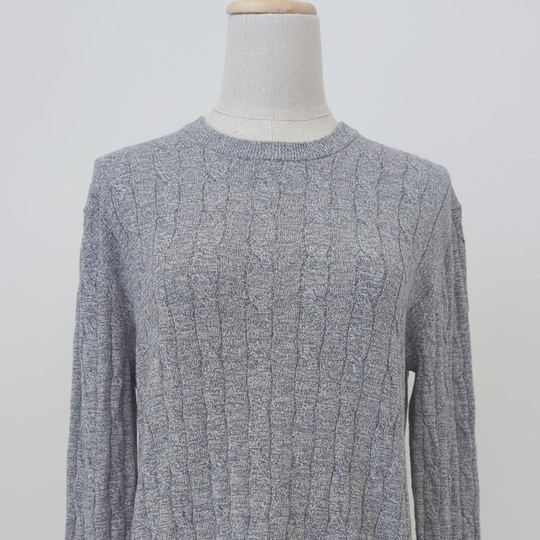 UNIQLO カシミヤ混 ケーブル編みニット セーター グレー M — image 3