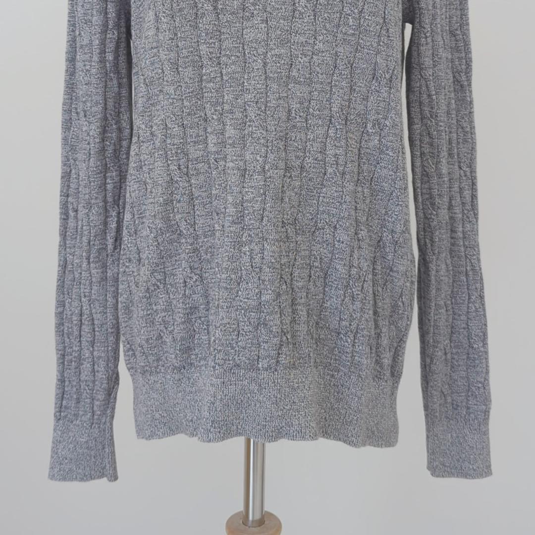 UNIQLO カシミヤ混 ケーブル編みニット セーター グレー M — image 4