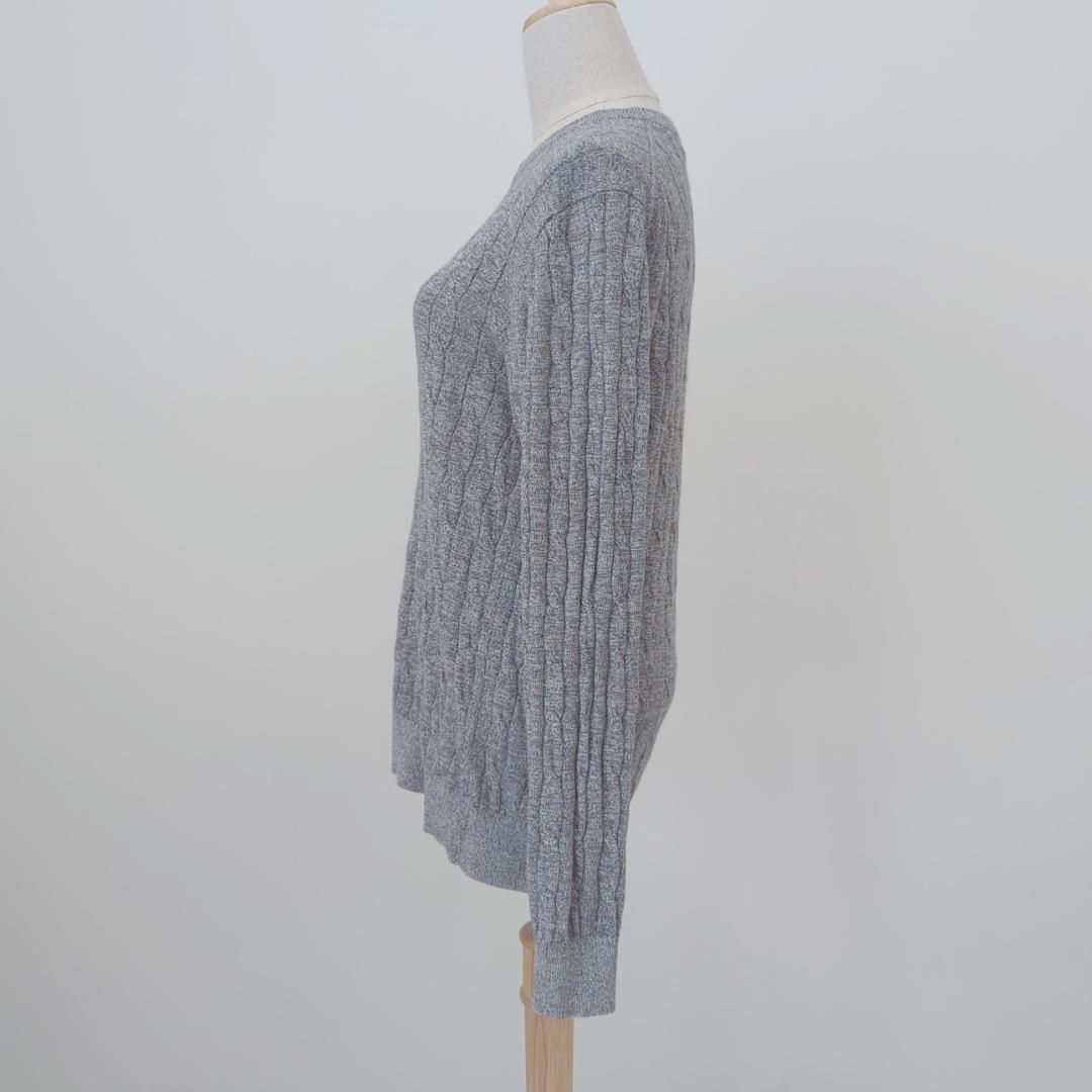 UNIQLO カシミヤ混 ケーブル編みニット セーター グレー M — image 5