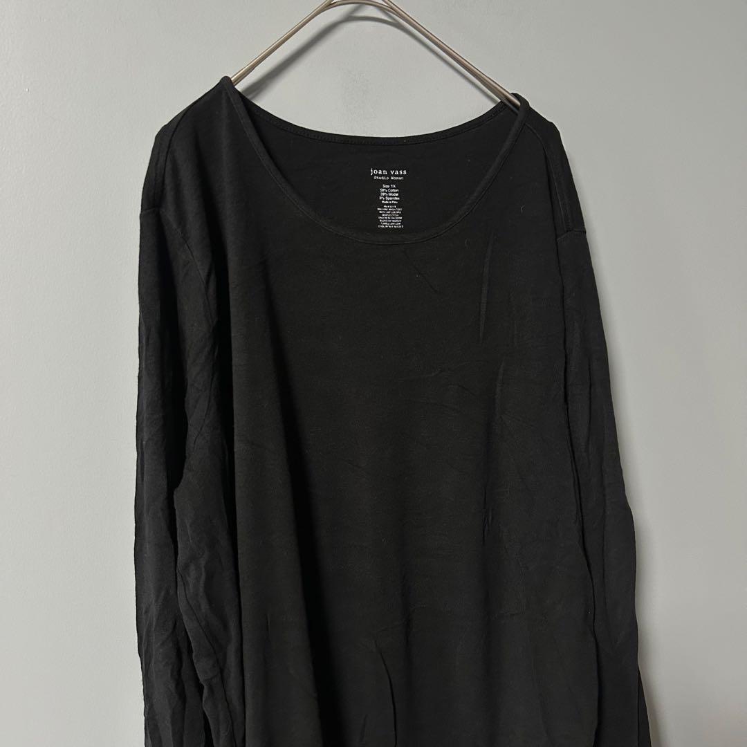 【極上の肌触り】ジョーンバス モダール混 ロングTシャツ 黒 1X 大きいサイズ — image 3
