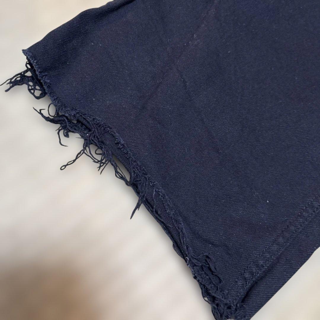 ブラックデニム ワイドレッグ デニムパンツ フリンジ仕上げ — image 3