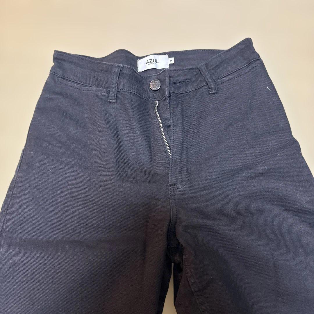 ブラックデニム ワイドレッグ デニムパンツ フリンジ仕上げ — image 4