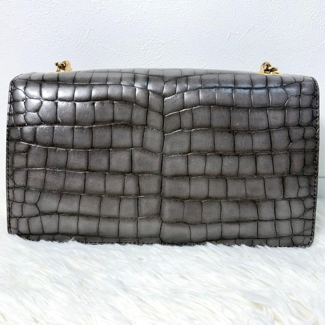 MAXMARA マックスマーラ ハンドバッグ クロコ型押し　グレー — image 5