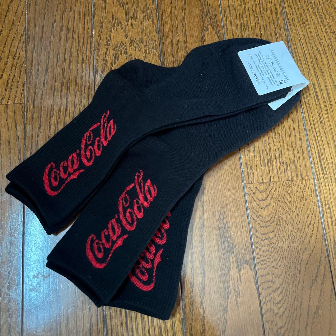 韓国靴下☆レディースソックス☆フリーサイズ☆Coca-Cola☆黒3足セット — image 3