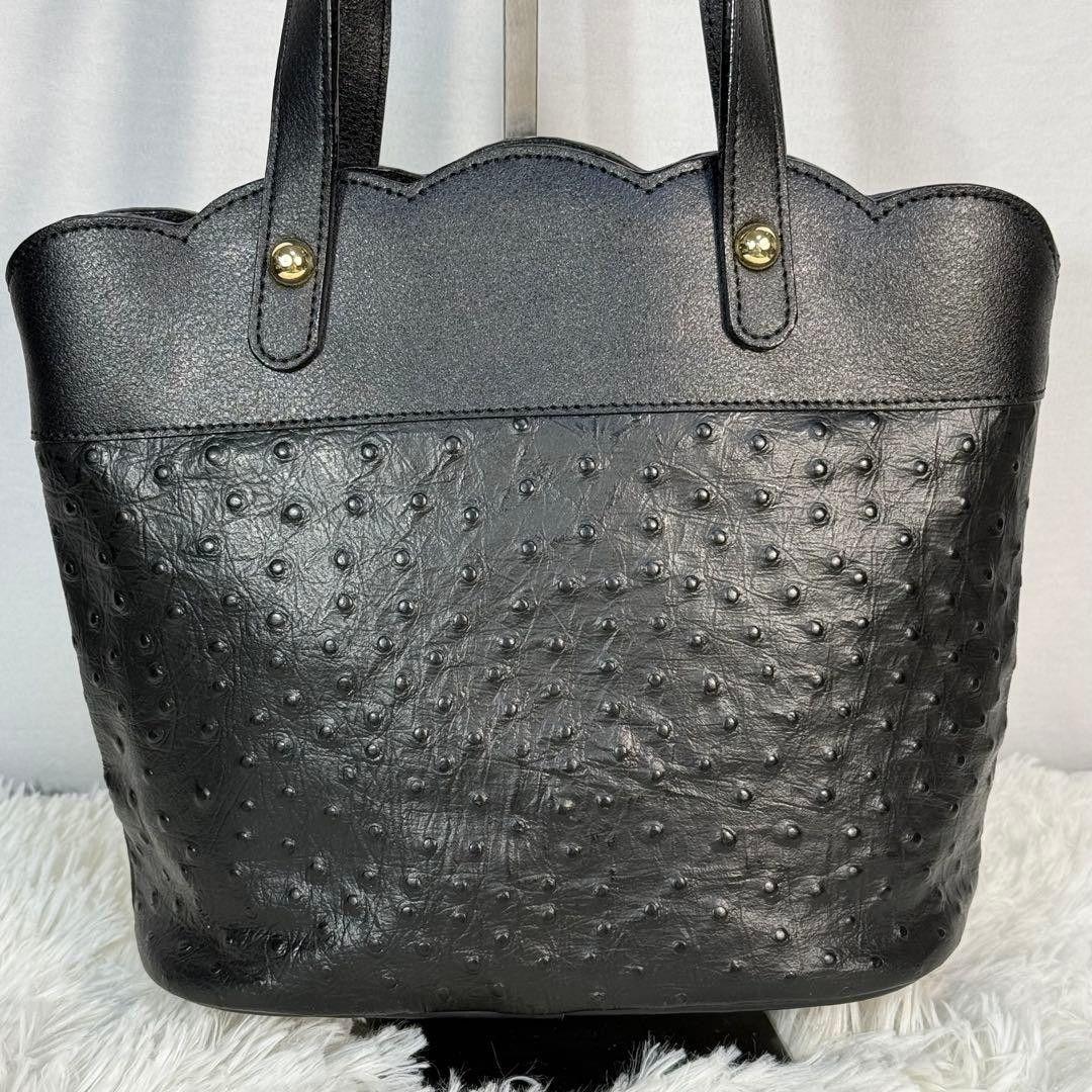極美品　DESROSA デスローサ　オーストリッチ型押しハンドバッグ　ブラック — image 2