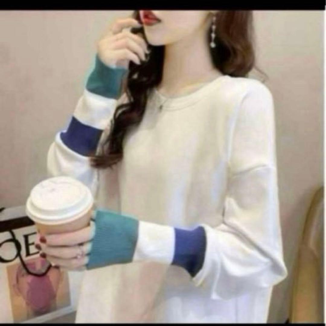 L 長袖tシャツ レディース白 ロンT カットソーゆったり大きいサイズ体型カバー — image 2