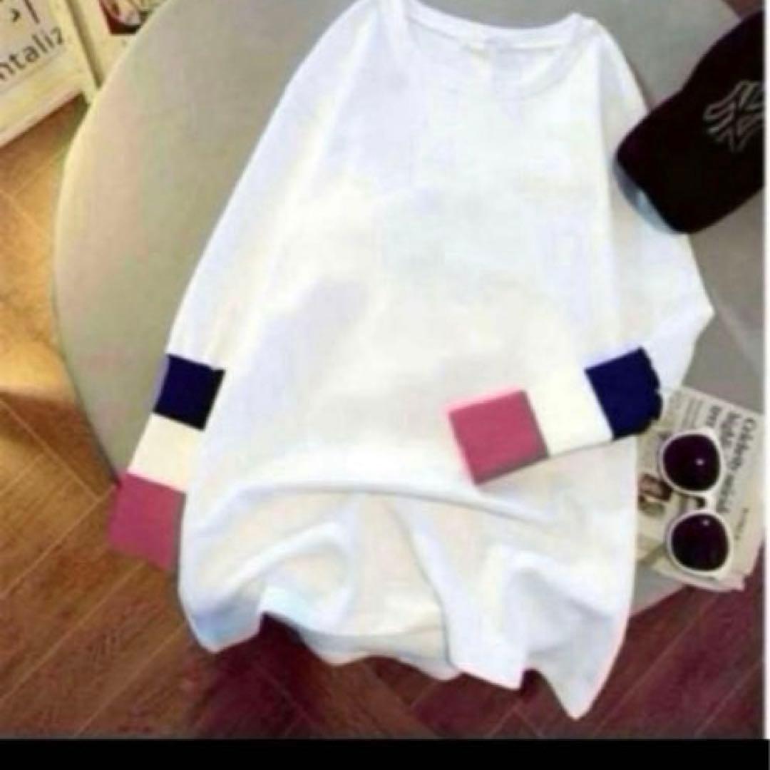 L 長袖tシャツ レディース白 ロンT カットソーゆったり大きいサイズ体型カバー — image 4