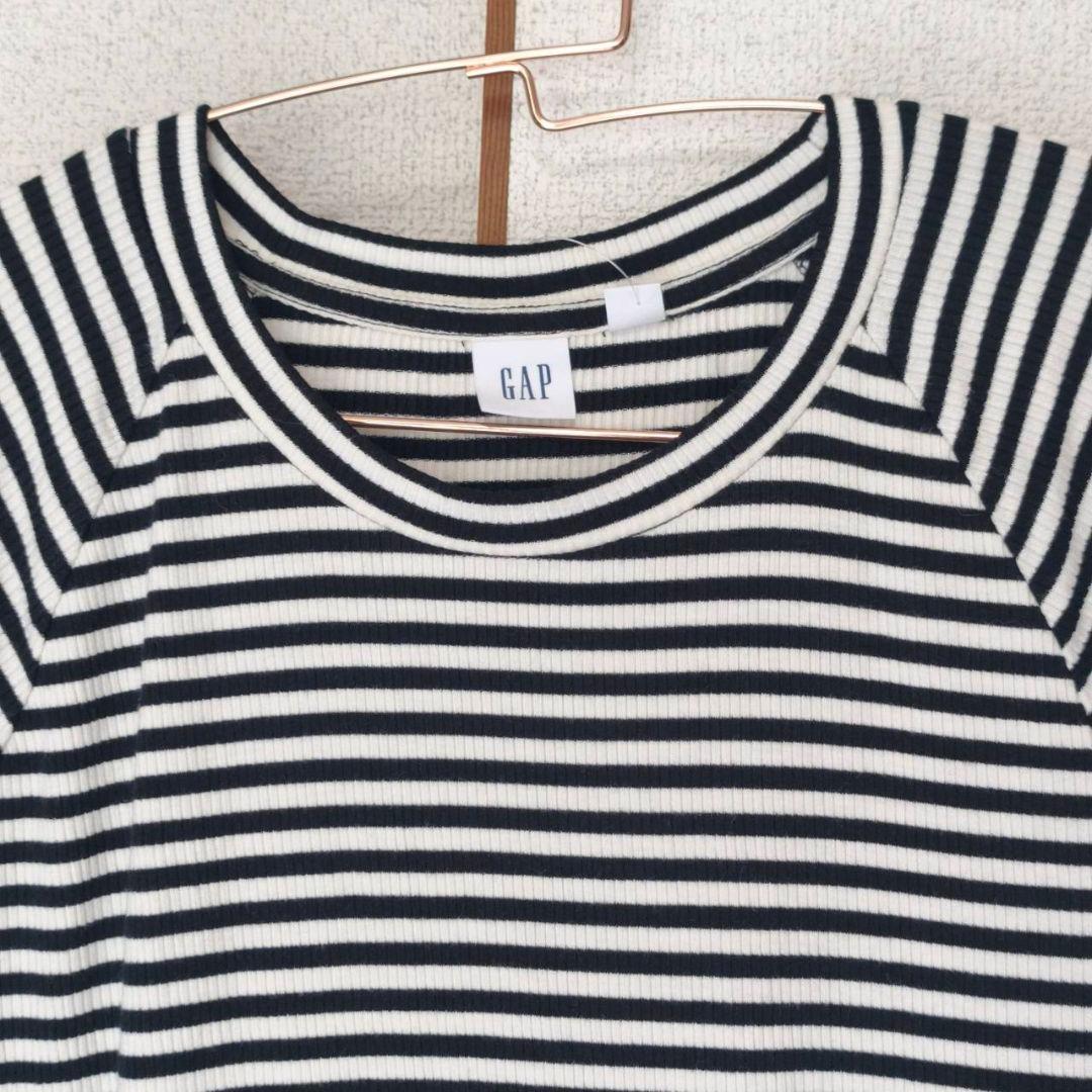 新品タグ付✨️GAP レーヨン混 リブ ボーダー ロングワンピース M 黒×白 — image 4