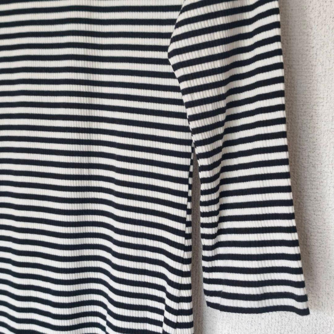 新品タグ付✨️GAP レーヨン混 リブ ボーダー ロングワンピース M 黒×白 — image 5