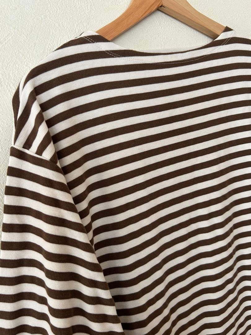 SEASON REASON しまむらボーダー Tシャツ 茶 ブラウン L — image 3