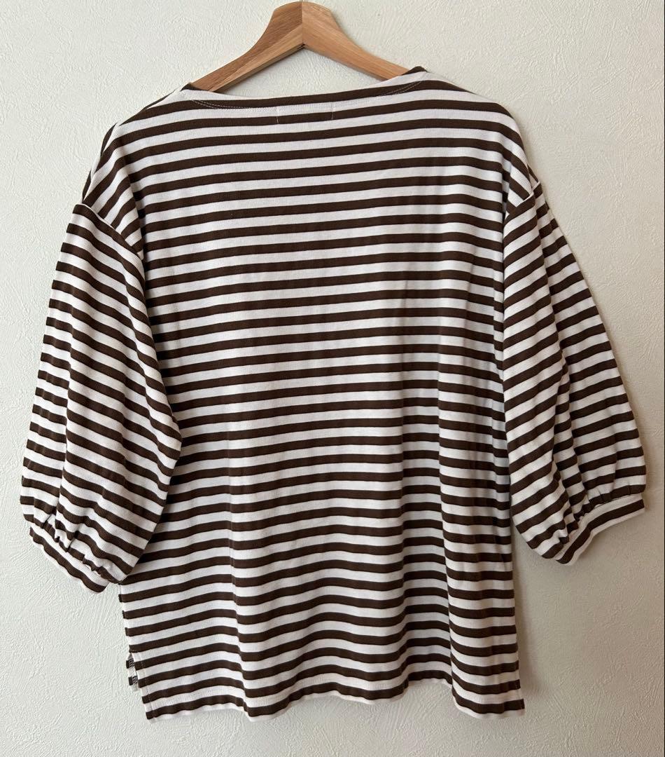 SEASON REASON しまむらボーダー Tシャツ 茶 ブラウン L — image 5