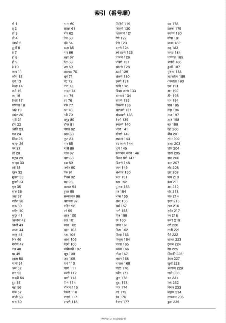 マラーティー語単語帳 初心者〜中級 1200単語｜A4プリント教材 — image 5