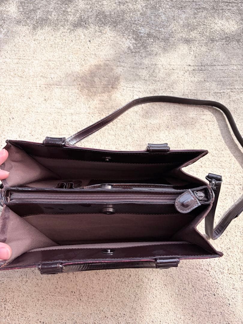 クロコ型押し ハンドバッグ 2way ボルドー — image 3