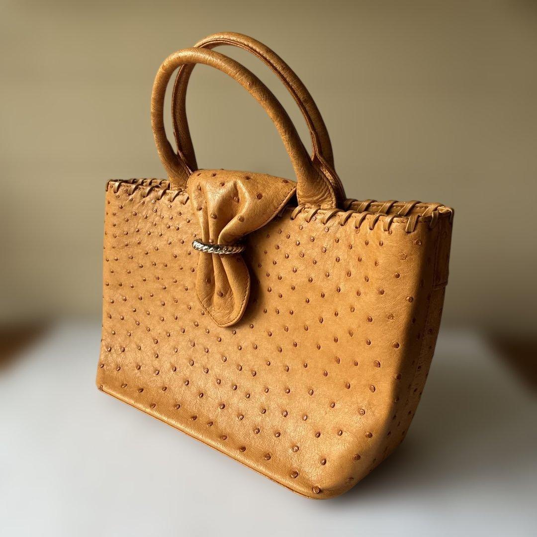 DEORON オーストリッチレザー ハンドバッグ キャメル色 【美品】 — image 2