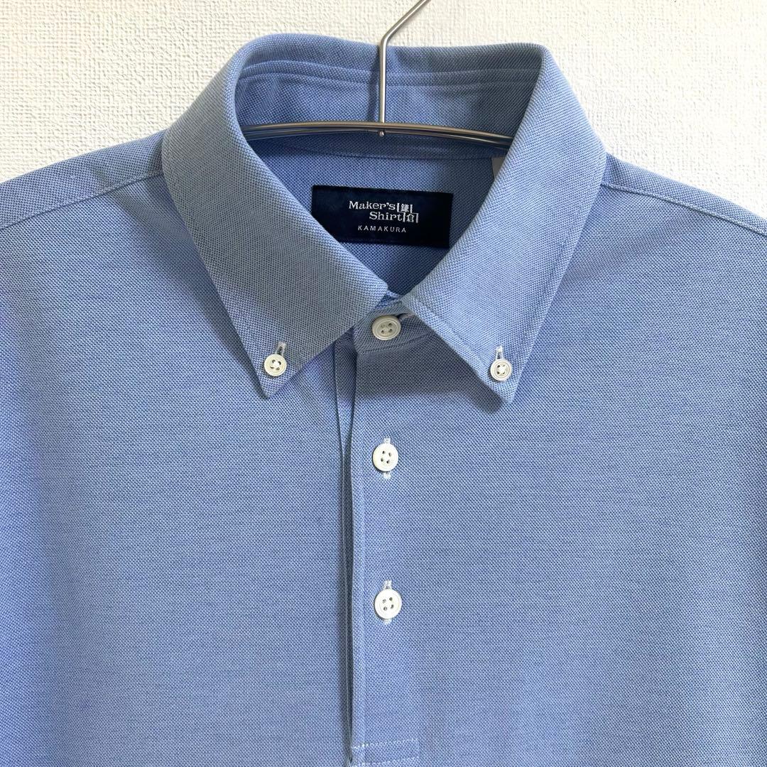 【極美品】Maker's Shirt鎌倉　カノコ ポロシャツ サックスブルー M — image 3