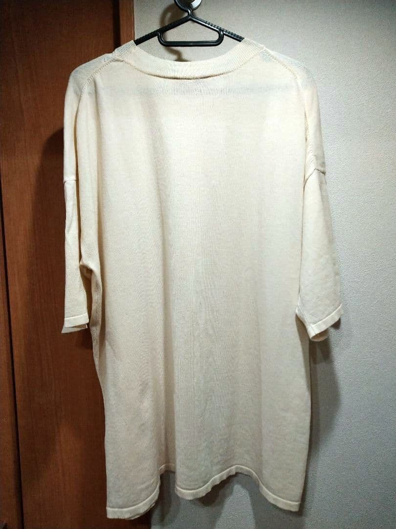 ADAM ET ROPE 半袖 サマー ニット Tシャツ L 生成 オフホワイト — image 2
