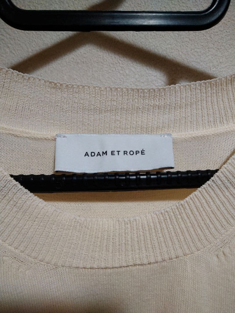 ADAM ET ROPE 半袖 サマー ニット Tシャツ L 生成 オフホワイト — image 3