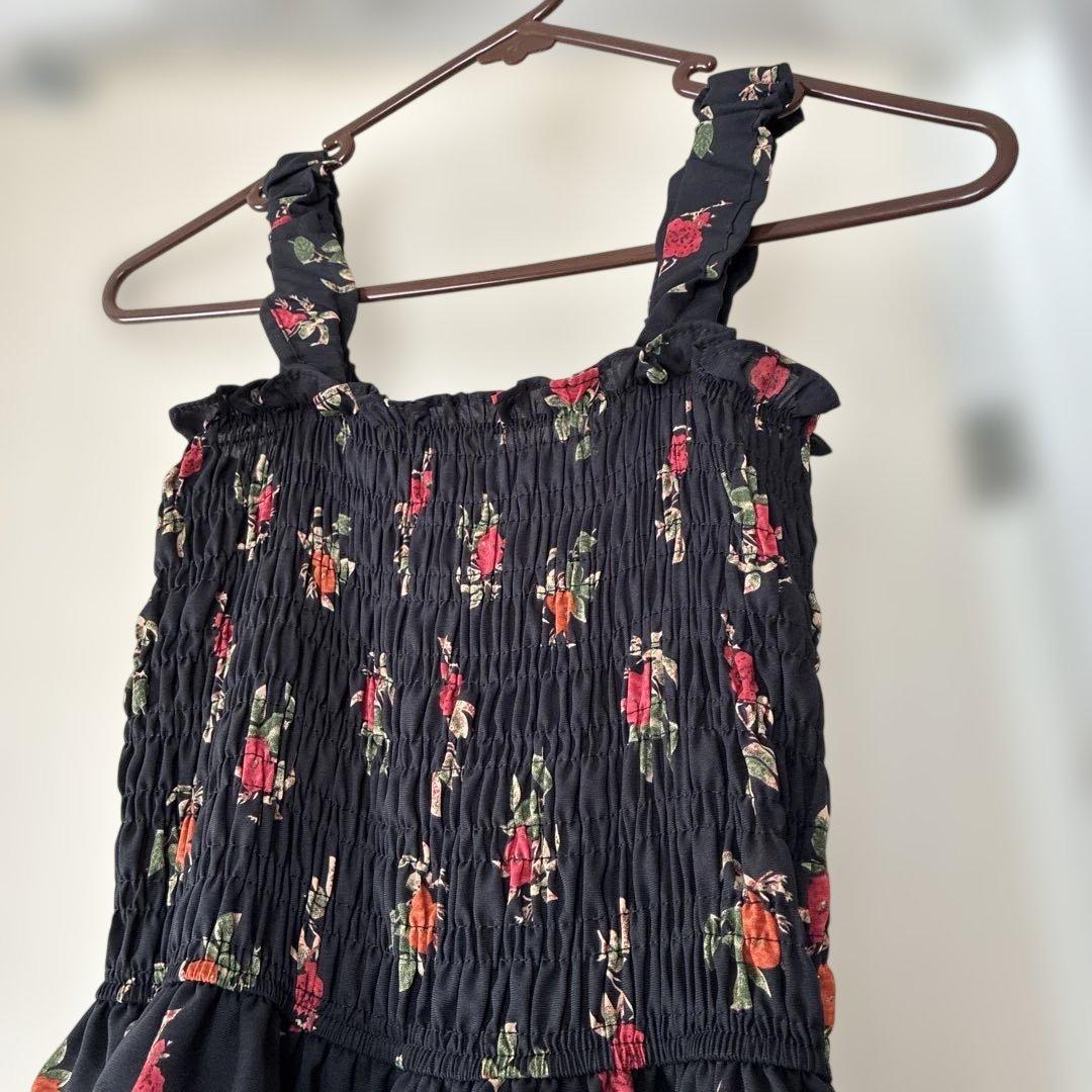 高円寺古着　花柄キャミロングワンピース 黒 — image 2