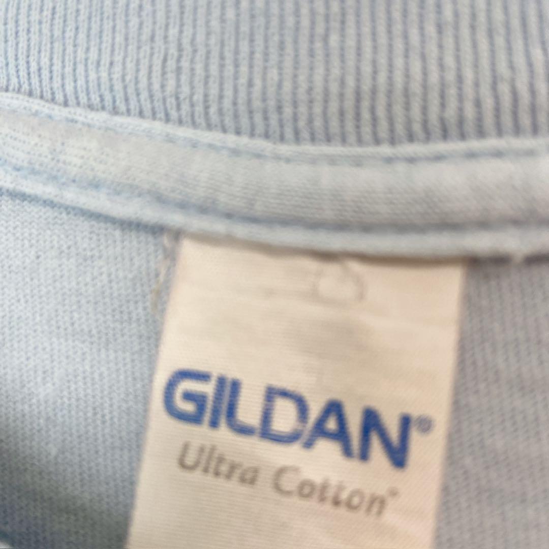 ギルダン Tシャツ イラスト柄 M 水色 コットン クルーネック 半袖 爽やか — image 3
