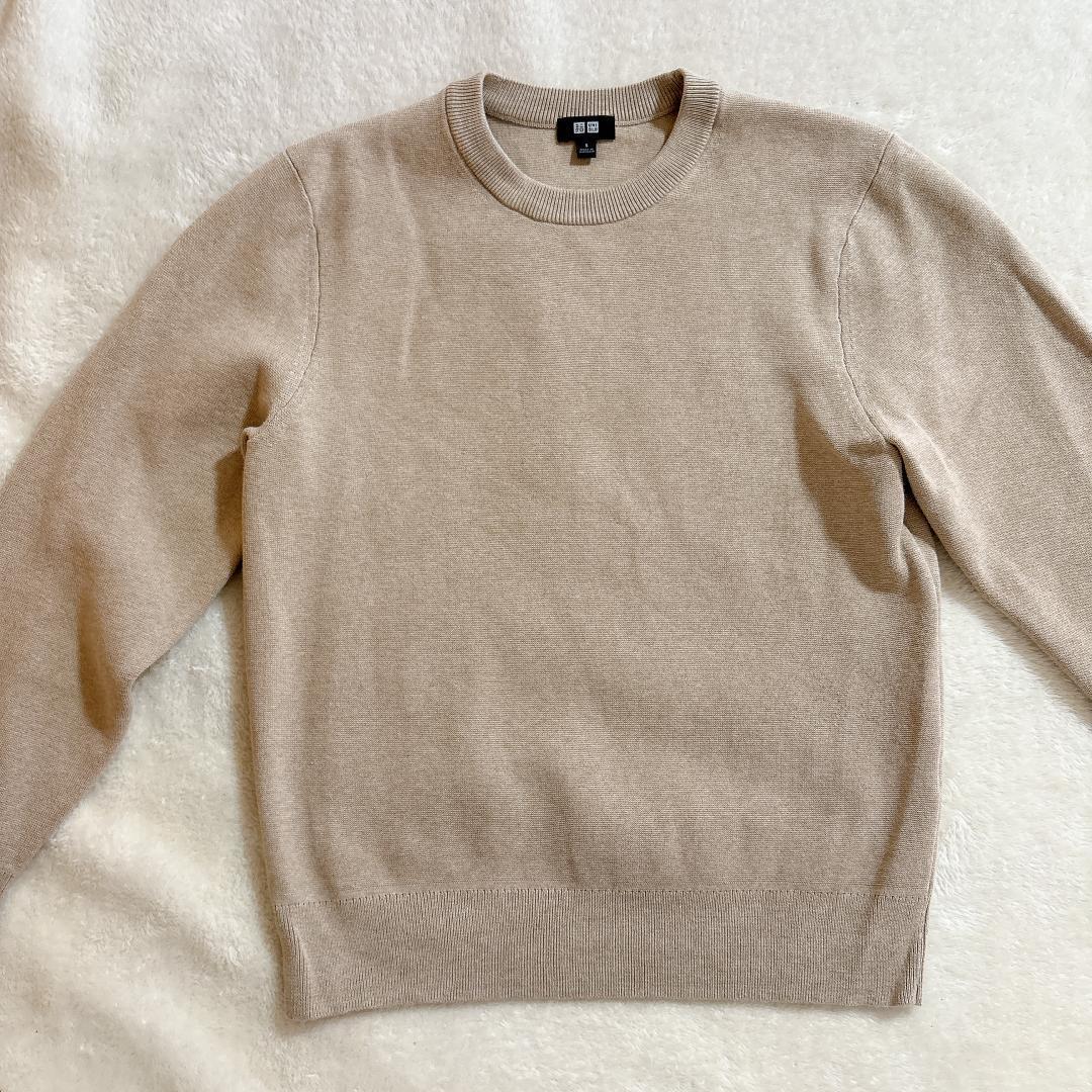 【美品】ユニクロ ミラノリブクルーネックセーター ベージュ S ニット 洗濯可 — image 2