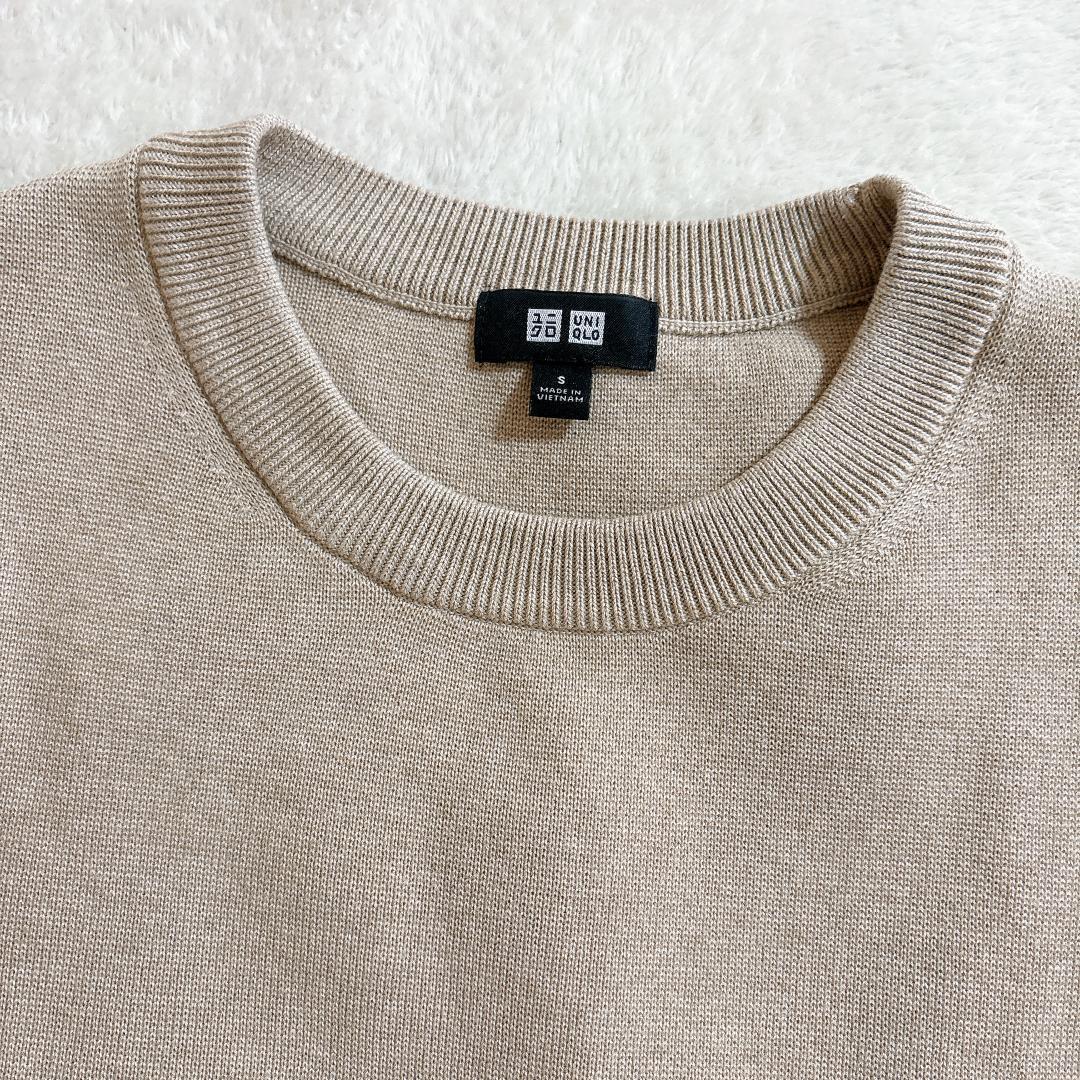 【美品】ユニクロ ミラノリブクルーネックセーター ベージュ S ニット 洗濯可 — image 3