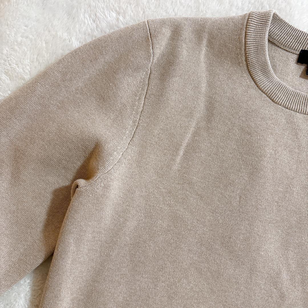 【美品】ユニクロ ミラノリブクルーネックセーター ベージュ S ニット 洗濯可 — image 4