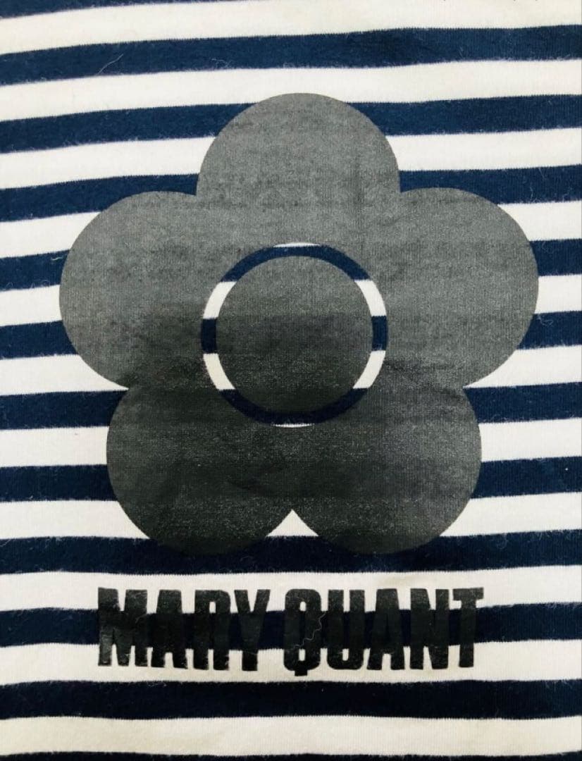 MARY QUANT 白黒ボーダー柄長袖 カットソー デイジーロゴ　M程度の古着 — image 3