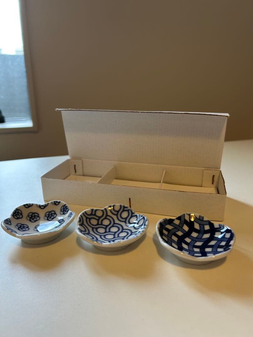 【美品】和食器 豆皿 3枚セット 藍染 染付 小皿 醤油皿 薬味皿　JAPAN — image 2