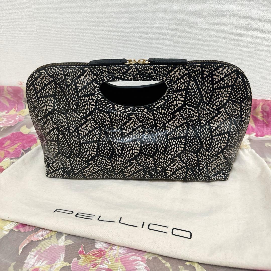 美品 PELLICO ペリーコ アネッリ クラッチ ハンドバッグ バイカラー 黒 — image 2