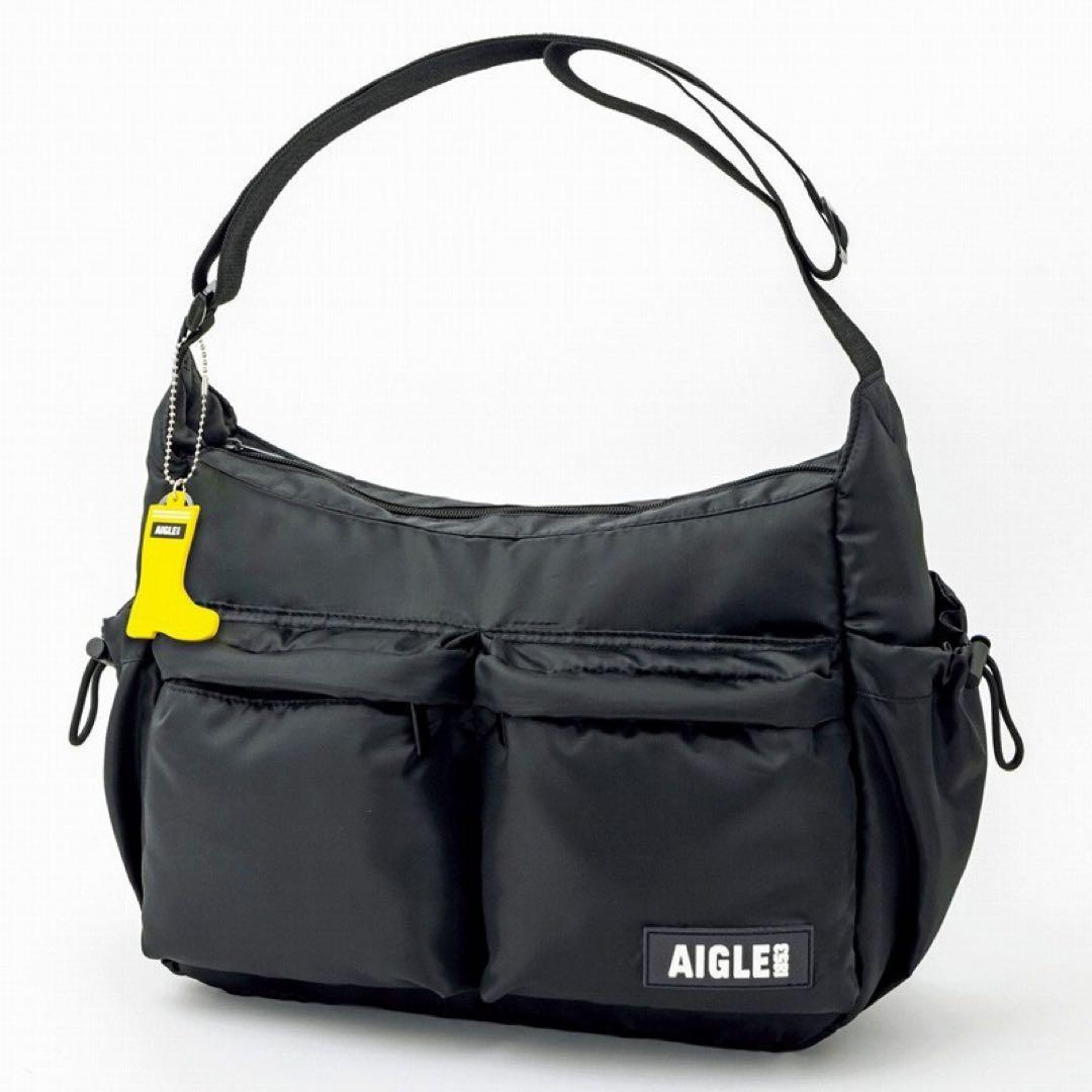 新品AIGLE エーグル ショルダーバッグ　男女兼用　ブラック　チャーム付き — image 4
