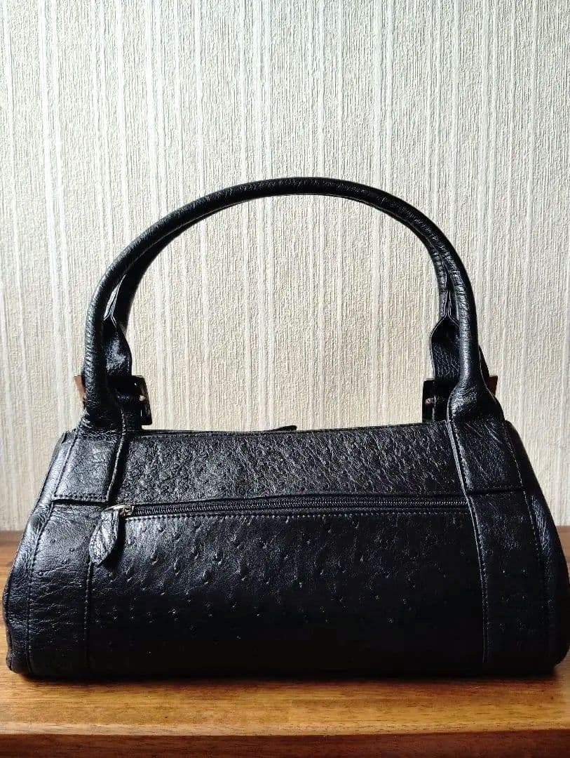 美品　オーストリッチ　ハンドバッグ　ブラック — image 2