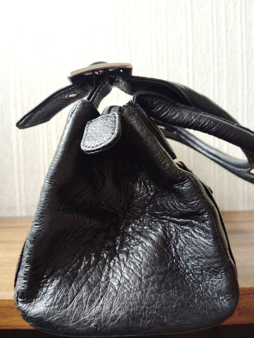 美品　オーストリッチ　ハンドバッグ　ブラック — image 3