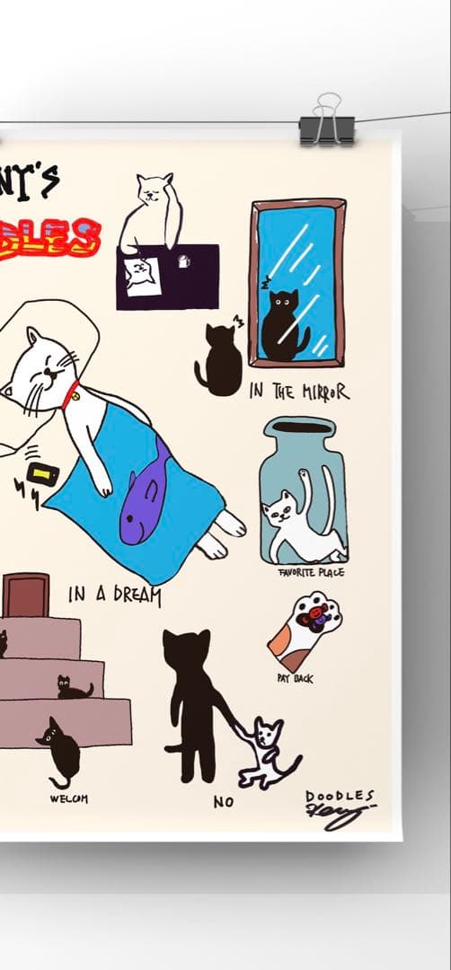 ★A4フレーム付き★オリジナル アートポスター DOODLES CATS 猫 — image 2