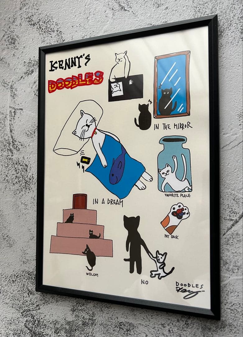 ★A4フレーム付き★オリジナル アートポスター DOODLES CATS 猫 — image 4