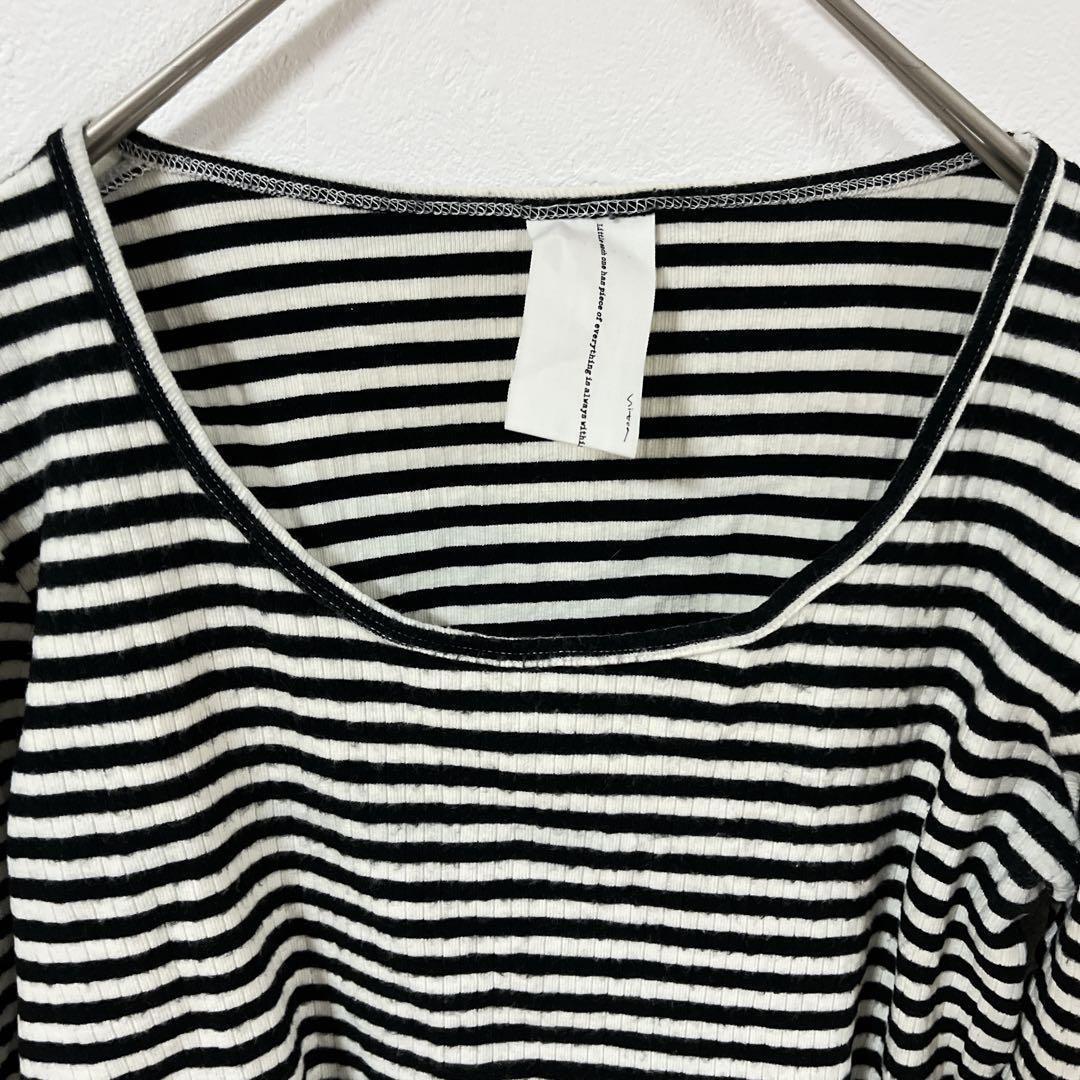 ニトカ　長袖　Tシャツ ストライプ　ボーダー　ロンT ブラック・ホワイト　F — image 2
