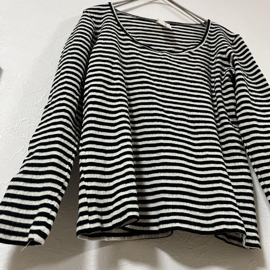 ニトカ　長袖　Tシャツ ストライプ　ボーダー　ロンT ブラック・ホワイト　F — image 3