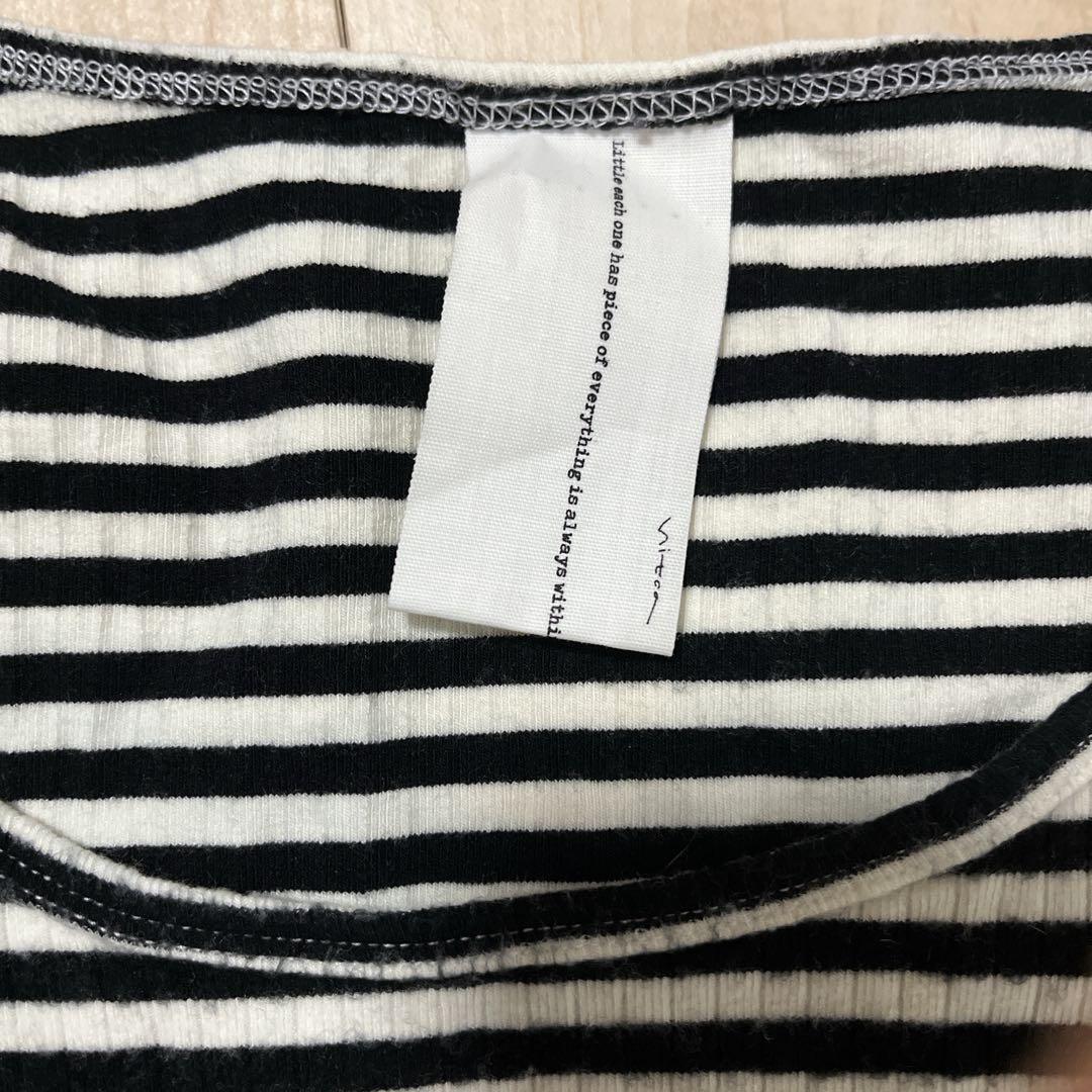 ニトカ　長袖　Tシャツ ストライプ　ボーダー　ロンT ブラック・ホワイト　F — image 5