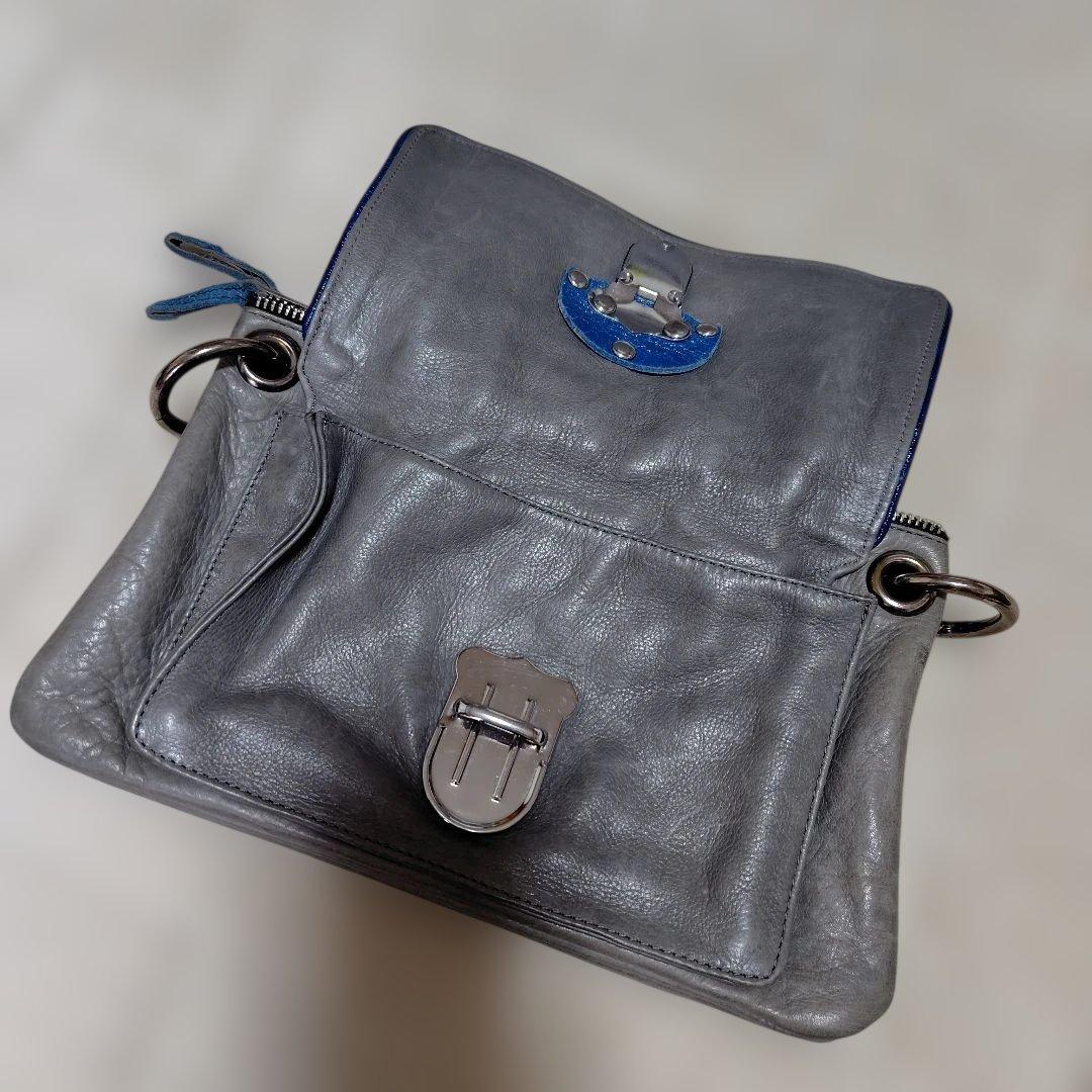 JAMIN PUECH レザー ハンドバッグ グレー ブルー — image 2