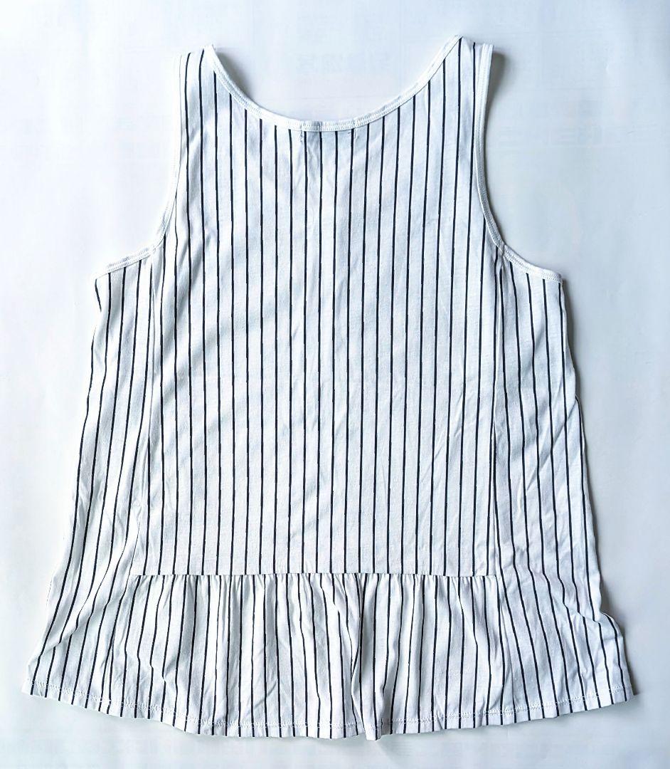 COMME CA ISM　ストライプ　ノースリーブ　ペプラム　トップス　L　美品 — image 2