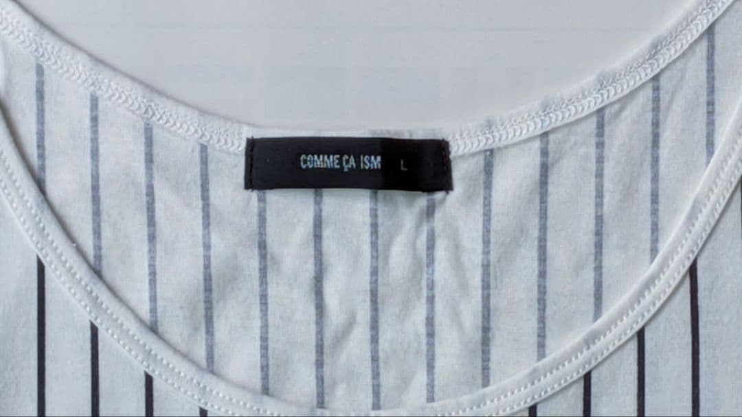 COMME CA ISM　ストライプ　ノースリーブ　ペプラム　トップス　L　美品 — image 3