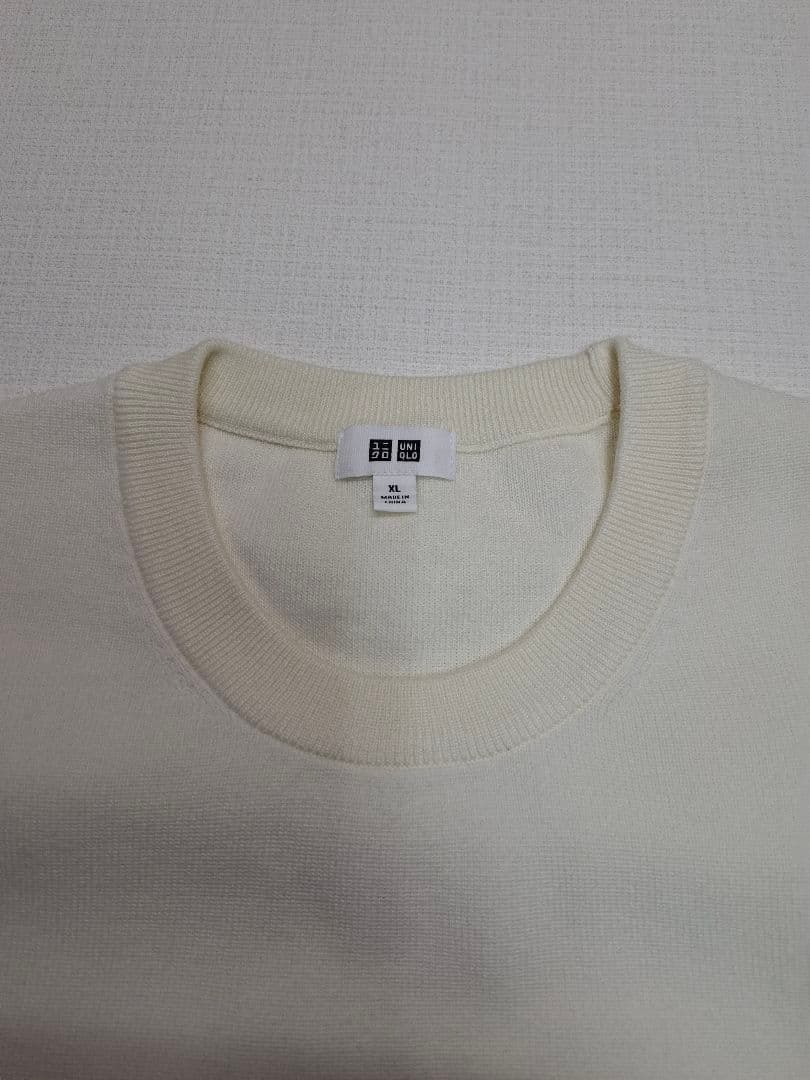 UNIQLO ウォッシャブルミラノリブクルーネックニット 半袖 ホワイト XL — image 2