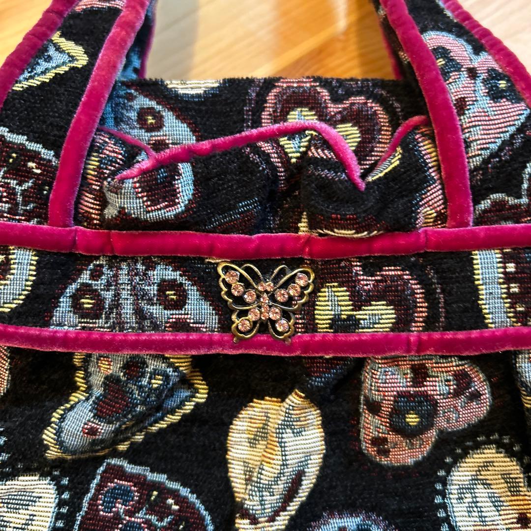 ANNA SUI ハンドバッグ ハート柄 蝶モチーフ — image 2