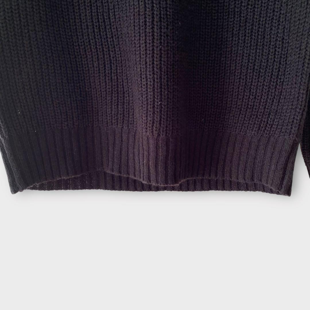ハルハム　クルーネックニットセーター　ブラック　Ｌ　シンプル　定番 — image 3