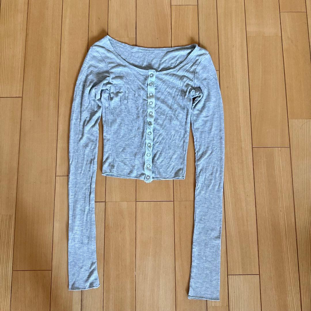 shein グレー ボタン ワンホントップス — image 2