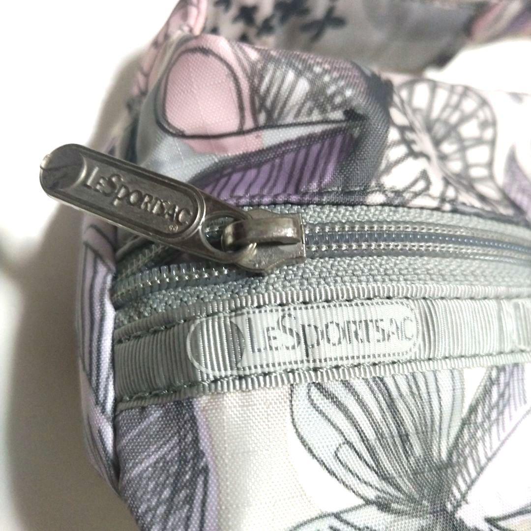 （美品）LeSportsac バタフライ柄 蝶柄 ポーチ ハンドバッグ 2zip — image 3