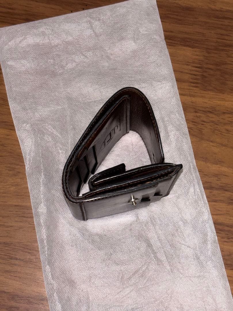 万双　ダブルホーウィン被せ型財布　バーガンディ — image 4