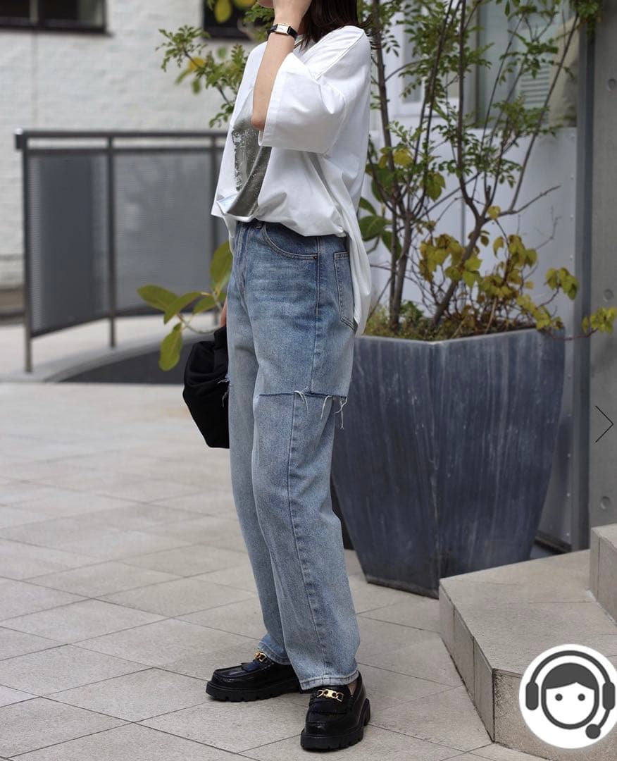 【新品】 箔プリントビッグシルエットTシャツ オフホワイト — image 4