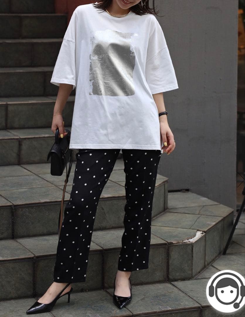 【新品】 箔プリントビッグシルエットTシャツ オフホワイト — image 5